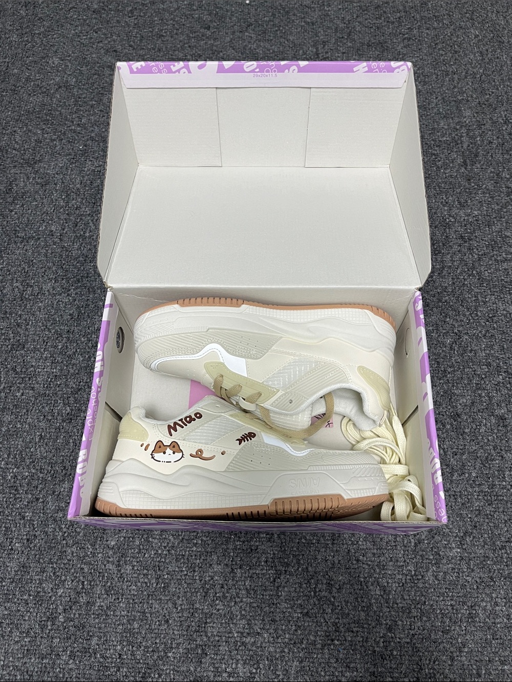 Women's Cream & Tan Low-Top Fashion Sneakers with Cute Accent